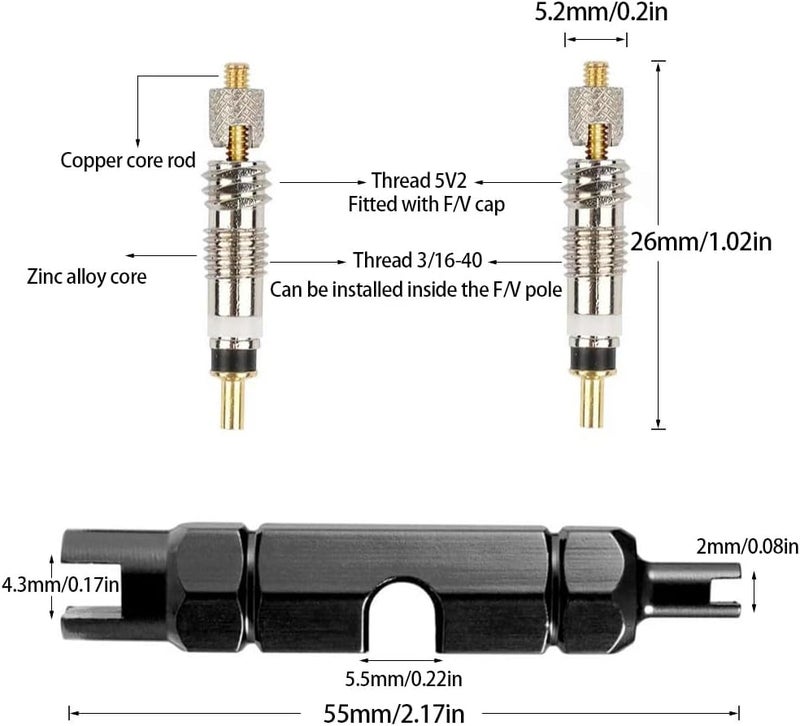 Ciomszan Presta Valve Core Bike Valve Core Removal Tool MTB Tire Valve Stem Repair, Bicycle Valve Core Replacements Set, Presta & Schrader Valve Stem Remover Tool Kit - Image 2